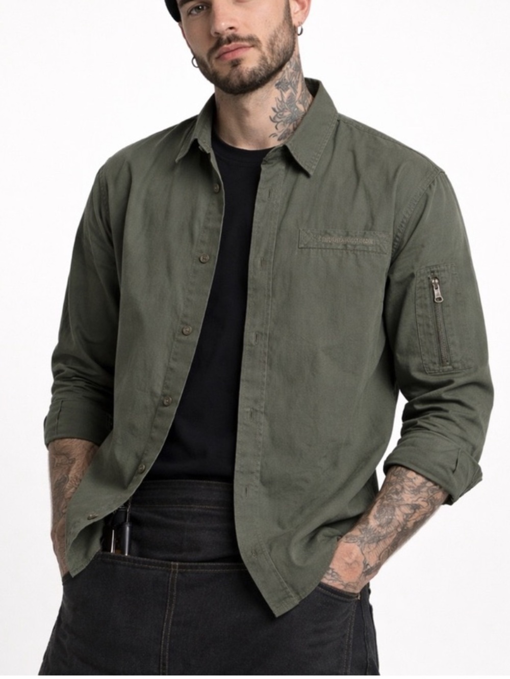 Five Four x Poggy the Man Olive Utility Shirt Jacket Military L